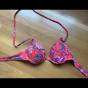 Red Floral Bikini Top